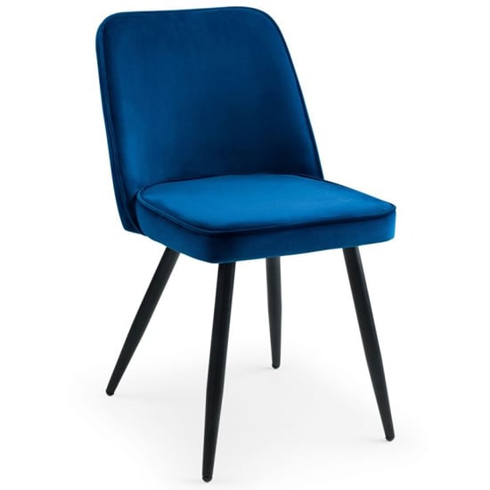Read more about Babette velvet dining chair in blue with black metal legs
