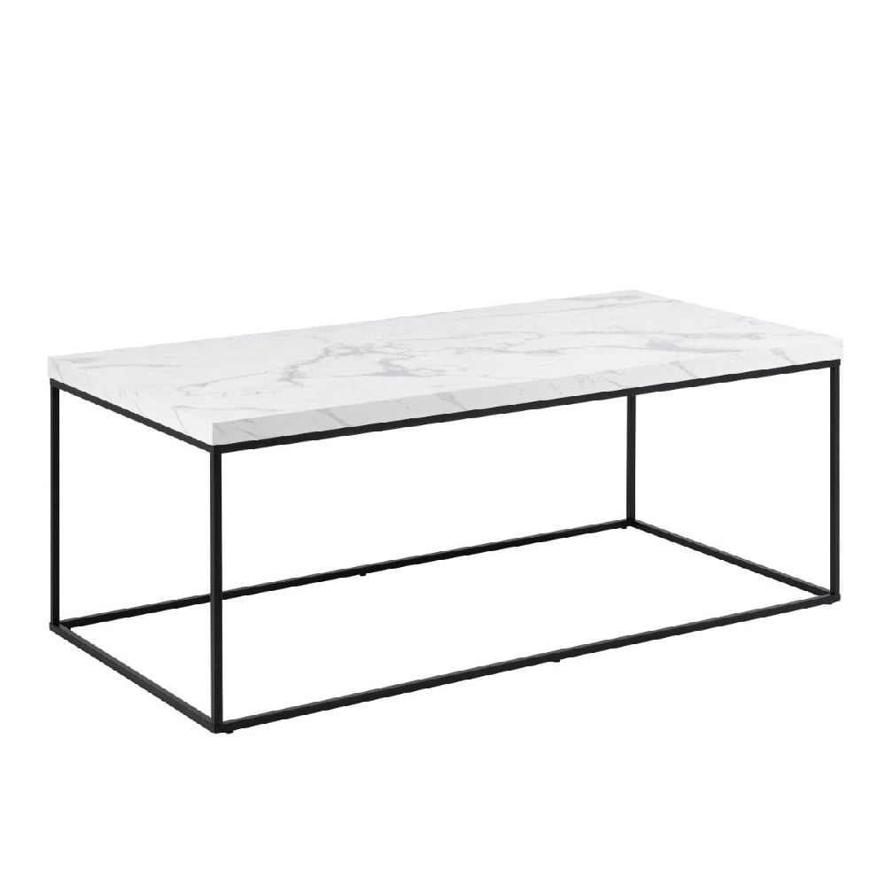 Product photograph of Burnaby Wooden Coffee Table Rectangular In White Marble Effect from Furniture in Fashion