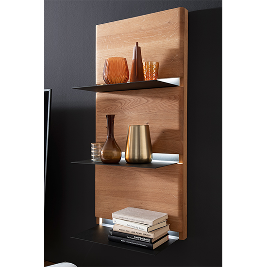 Read more about Bursa wooden 3 tier wall shelf in oak with led