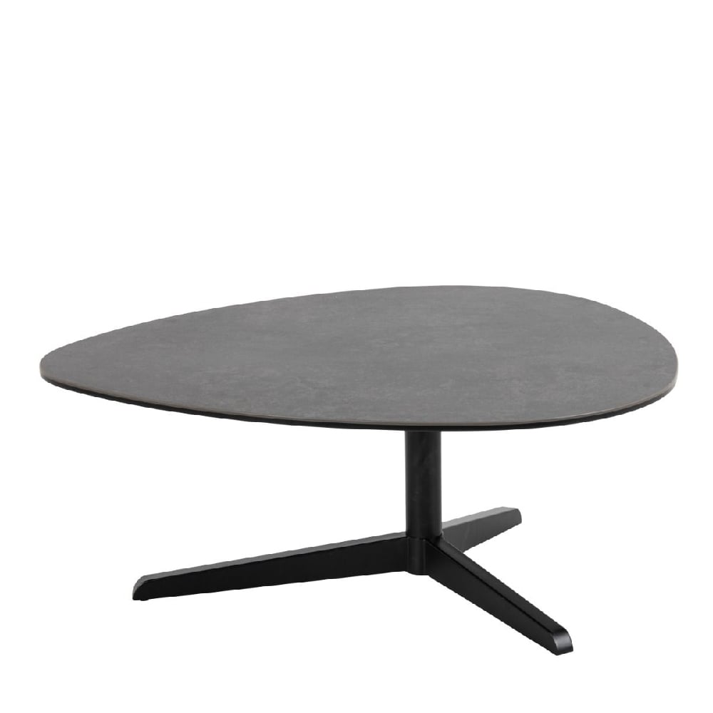 Product photograph of Burwell Ceramic Coffee Table Small With Metal Base In Black from Furniture in Fashion