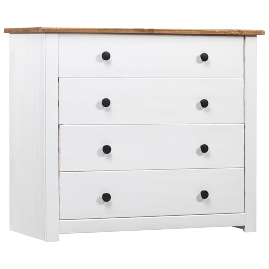 Product photograph of Bury Wooden Chest Of 4 Drawers In White And Brown from Furniture in Fashion