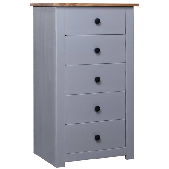 Product photograph of Bury Wooden Chest Of 5 Drawers Tall In Grey And Brown from Furniture in Fashion