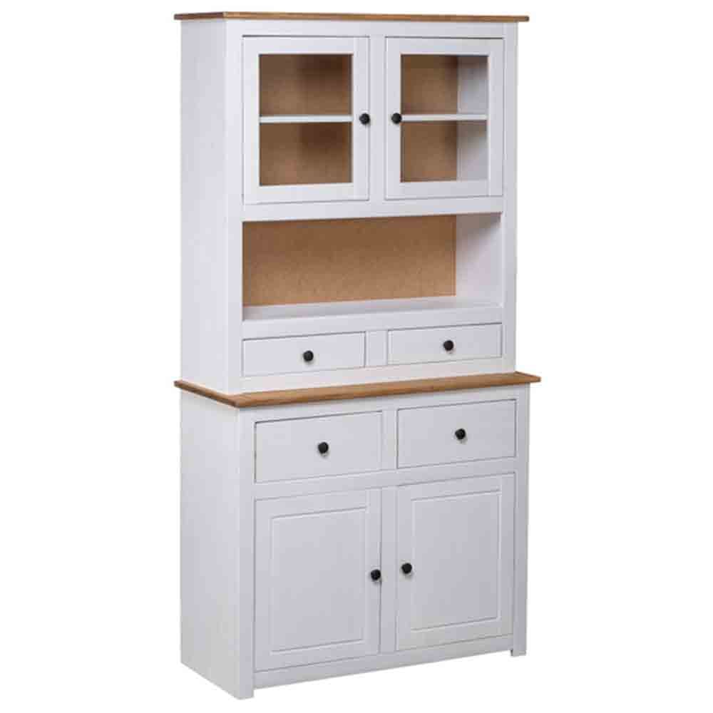 Product photograph of Bury Wooden Display Cabinet With 4 Doors In White And Brown from Furniture in Fashion