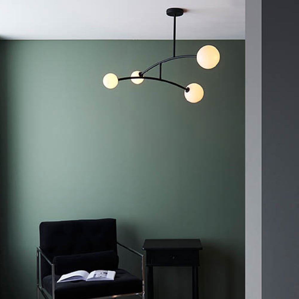 Read more about Butte 3 lights white glass shade pendant light in matt black