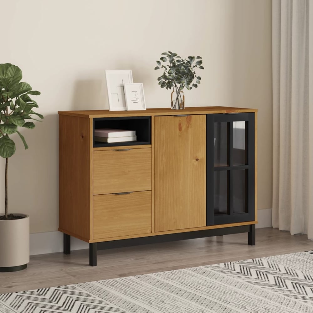 Product photograph of Buxton Wooden Sideboard With 2 Door 2 Drawers In Brown Black from Furniture in Fashion