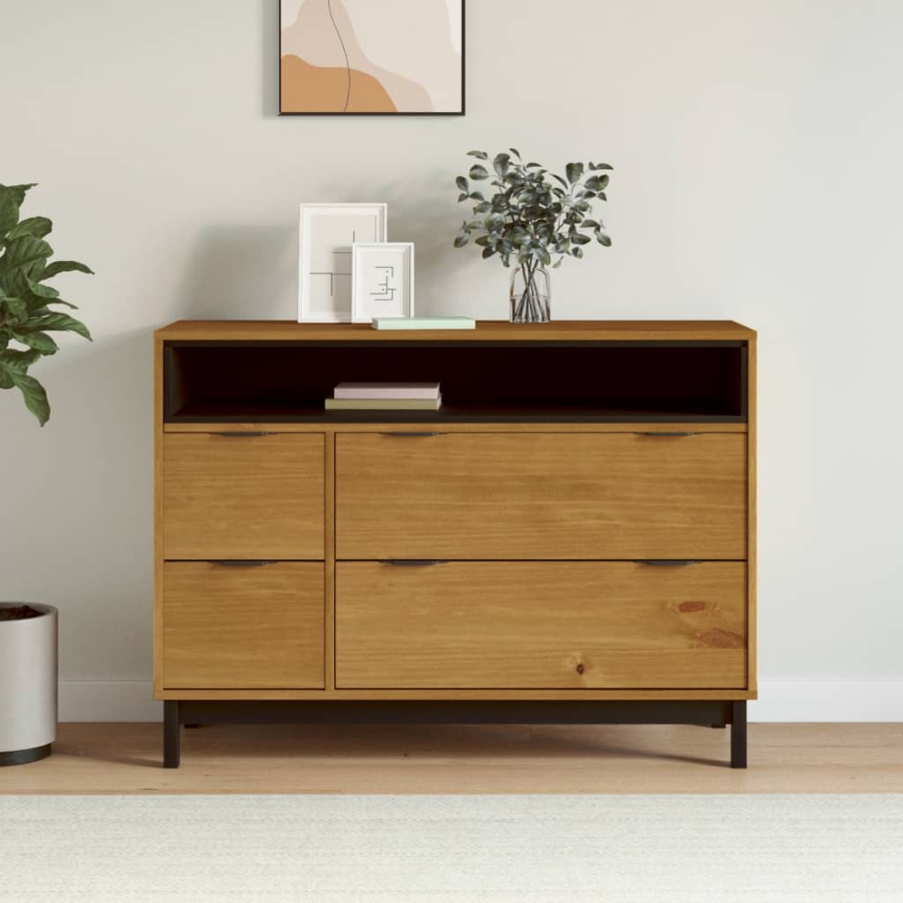 Product photograph of Buxton Wooden Chest Of 4 Drawers With 1 Shelf In Brown Black from Furniture in Fashion