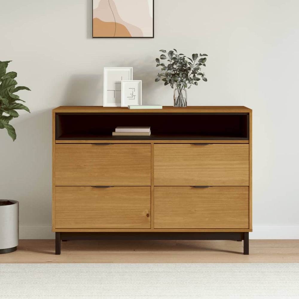 Product photograph of Buxton Wooden Chest Of 4 Drawers In Brown Black from Furniture in Fashion