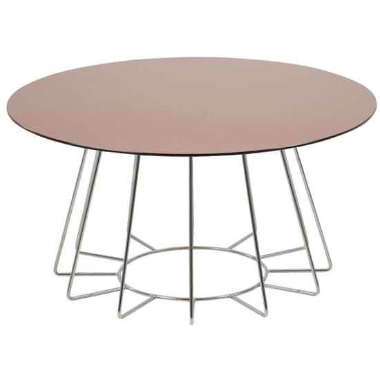 Read more about Cabazon round glass coffee table in bronze with chrome base