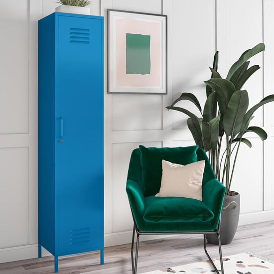 Photo of Caches metal locker storage cabinet with 1 door in blue