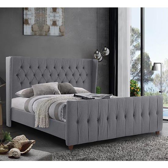 Read more about Cadott plush velvet single bed in grey