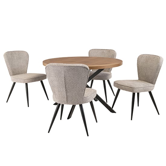 Product photograph of Cadott Wooden Dining Table Round With 4 Finn Grey Chairs from Furniture in Fashion