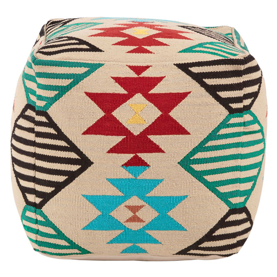 Photo of Cafenos square fabric pouffe in multicolor