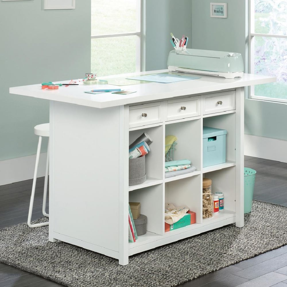 caguas wooden laptop desk with 3 drawers in island white