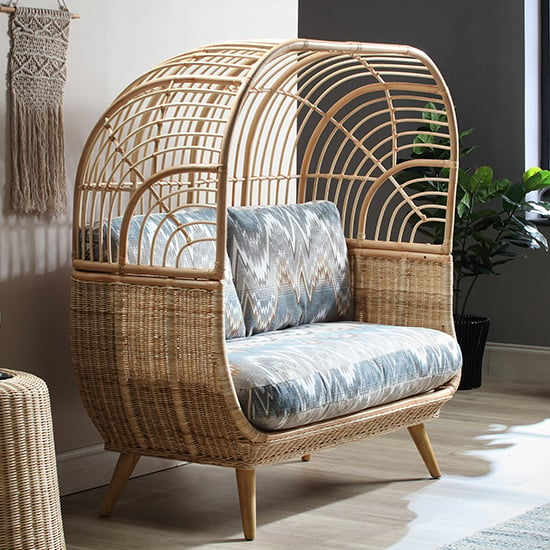 Read more about Cainta rattan 2 seater sofa with alpine seat cushion