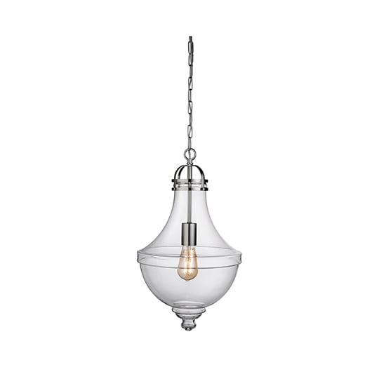 Product photograph of Cairo 1 Light Pendant Ceiling Light In Clear Glass from Furniture in Fashion