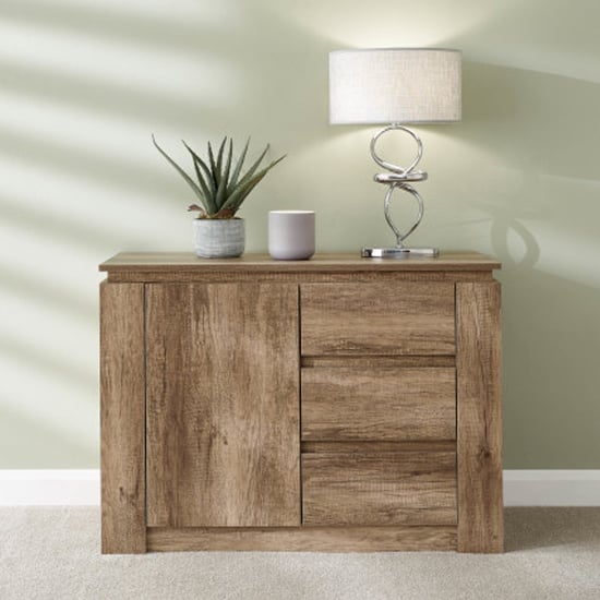 Product photograph of Camerton Wooden Sideboard With 1 Door 3 Drawers In Oak from Furniture in Fashion