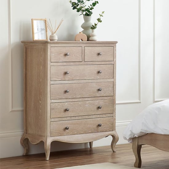 caitlyn wooden chest of 5 drawers in limed oak