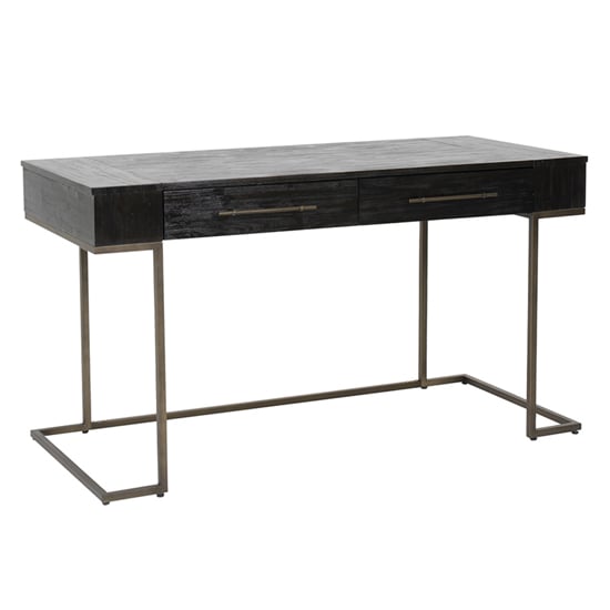 Product photograph of Caius Wooden Laptop Desk With 2 Drawers In Black from Furniture in Fashion