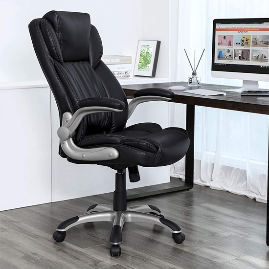 Cajon Faux Leather Home And Office Chair In Black | Sale