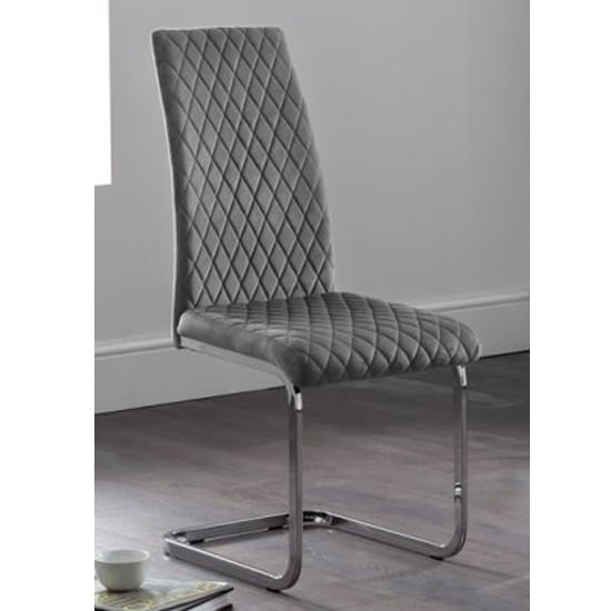 Product photograph of Cadewyn Velvet Cantilever Dining Chair In Grey from Furniture in Fashion