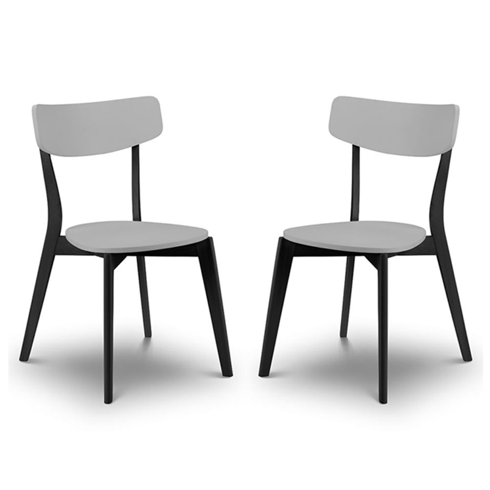 calah grey and black wooden dining chairs in pair