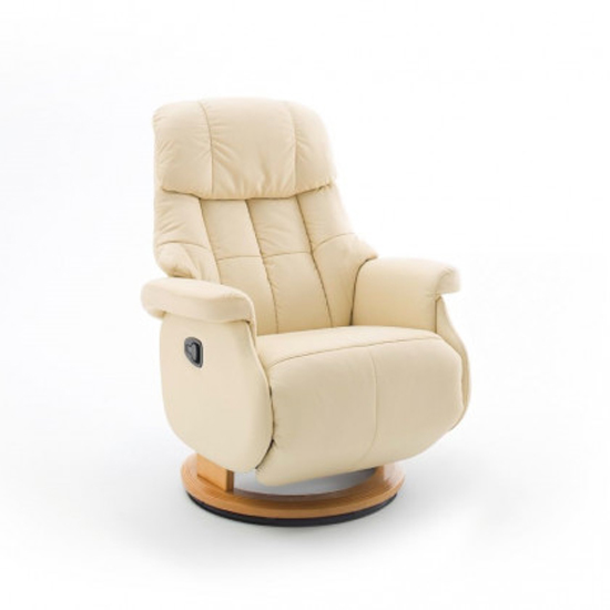 Product photograph of Calgary Comfort Leather Relaxer Chair In Cream And Natural from Furniture in Fashion