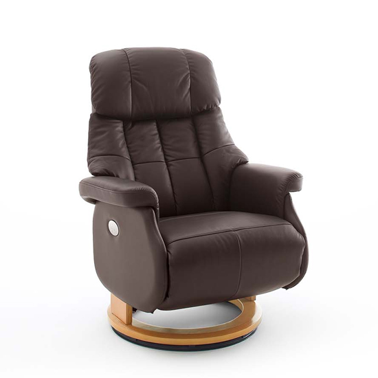 Product photograph of Calgary Leather Electric Relaxer Chair In Brown And Natural from Furniture in Fashion