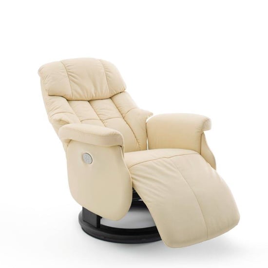 Calgary Leather Electric Relaxer Chair In Cream And Black 