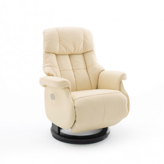 Product photograph of Calgary Leather Electric Relaxer Chair In Cream And Black from Furniture in Fashion