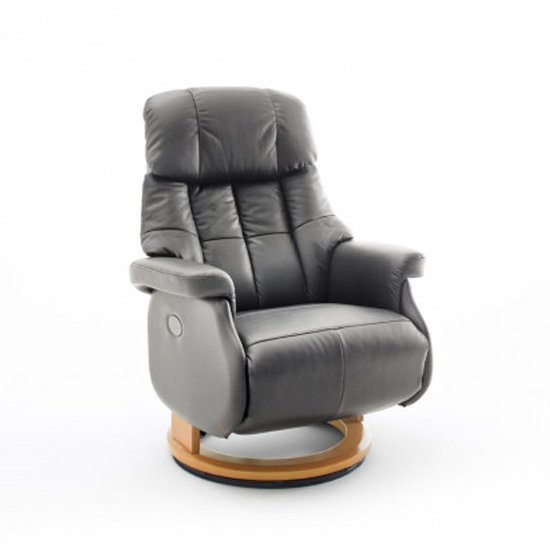 Product photograph of Calgary Leather Electric Relaxer Chair In Grey And Natural from Furniture in Fashion