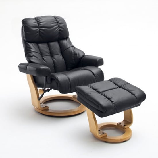 Read more about Calgary relaxer chair in black and natural with footstool