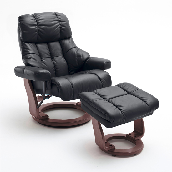 Read more about Calgary relaxer chair in black and walnut with footstool