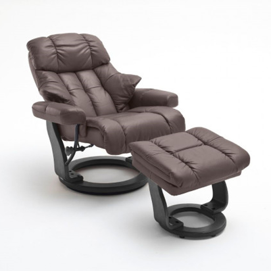 Read more about Calgary relaxer chair in brown and black with footstool