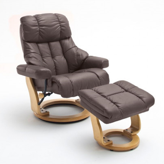 Read more about Calgary relaxer chair in brown and natural with footstool