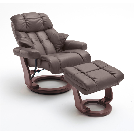 Read more about Calgary relaxer chair in brown and walnut with footstool