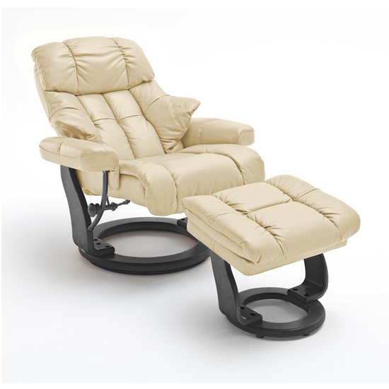 Read more about Calgary relaxer chair in cream and black with footstool