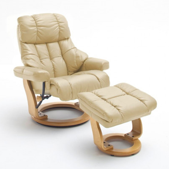 Read more about Calgary relaxer chair in cream and natural with footstool