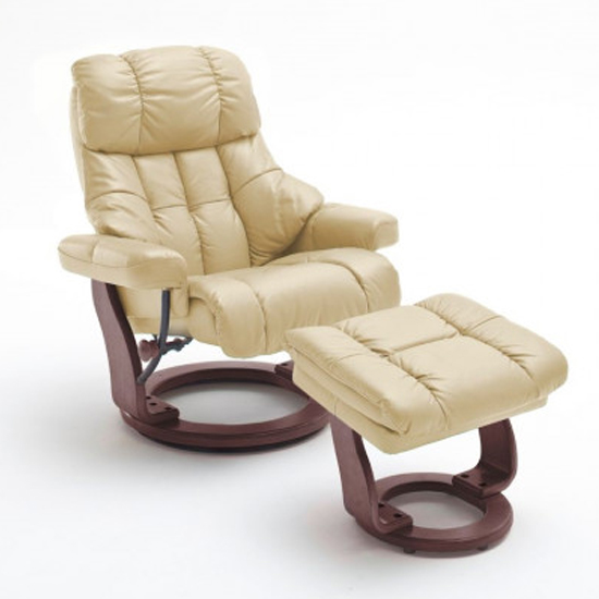Read more about Calgary relaxer chair in cream and walnut with footstool