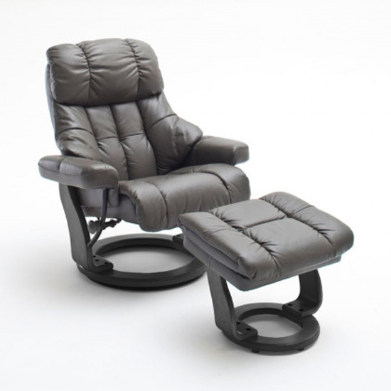 Read more about Calgary relaxer chair in grey and black with footstool