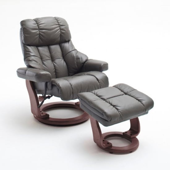 Read more about Calgary relaxer chair in grey and walnut with footstool
