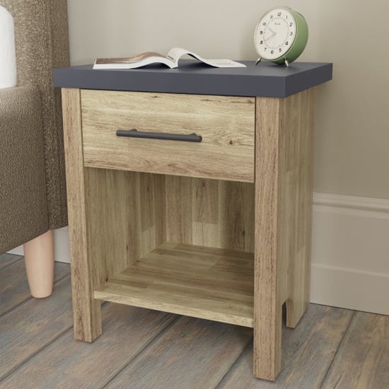 Read more about Calgary wooden bedside cabinet with 1 drawer in oak