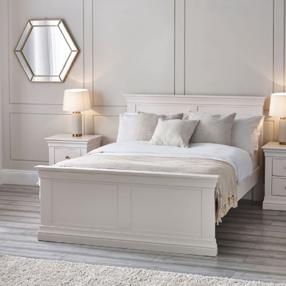 Product photograph of Calida Wooden King Size Bed In White from Furniture in Fashion