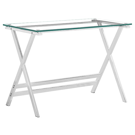 Photo of Callia clear glass console table with metal legs