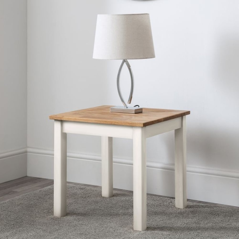 Product photograph of Calliope Wooden Lamp Table In Ivory And Oak from Furniture in Fashion