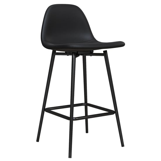 Read more about Calving faux leather bar chair with black metal legs in black