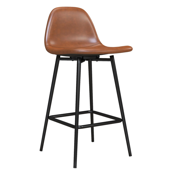 Read more about Calving faux leather bar chair with black metal legs in camel