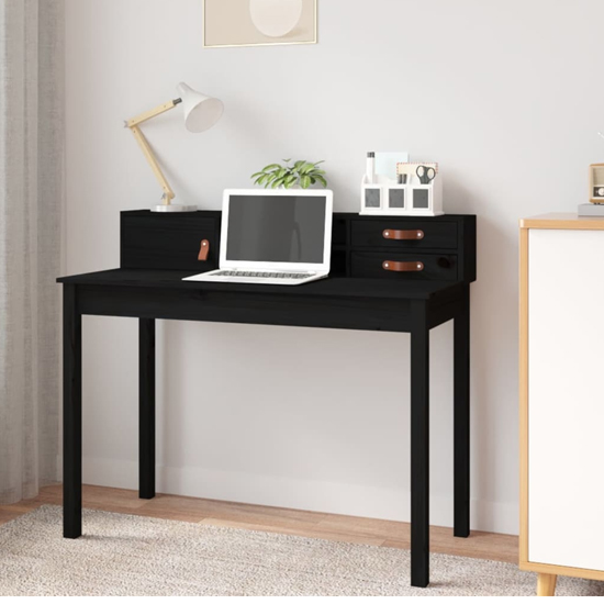 Product photograph of Cambridge Wooden Laptop Desk 1 Door 2 Drawers In Black from Furniture in Fashion