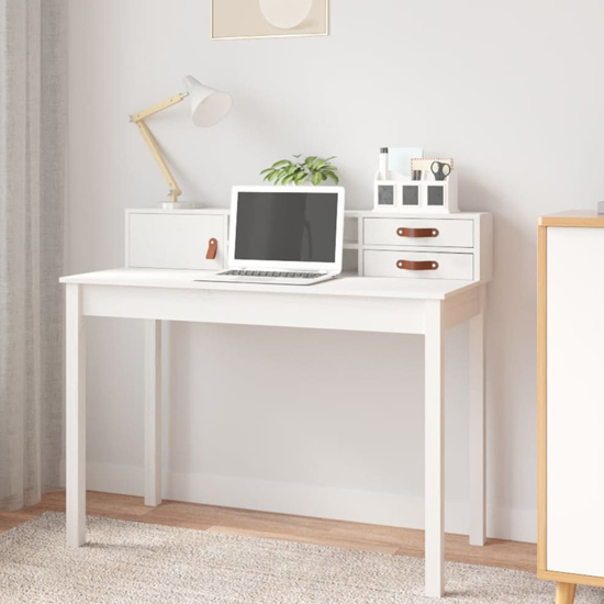 Product photograph of Cambridge Wooden Laptop Desk 1 Door 2 Drawers In White from Furniture in Fashion
