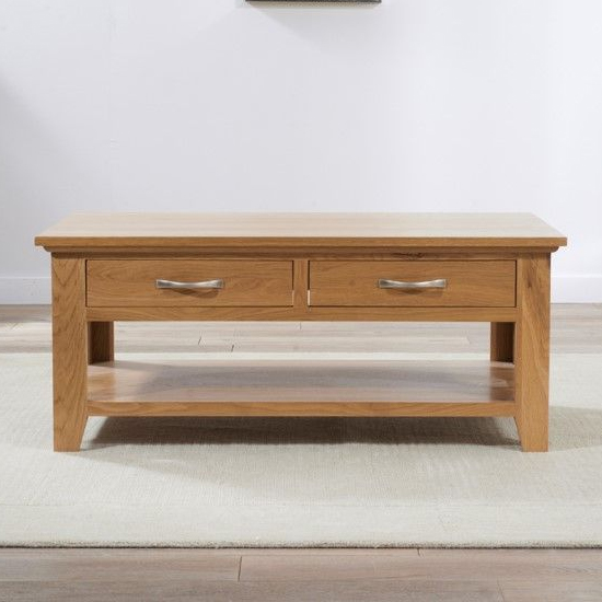 Cambroad Wooden Coffee Table In Oak With 2 Drawers | Furniture in Fashion