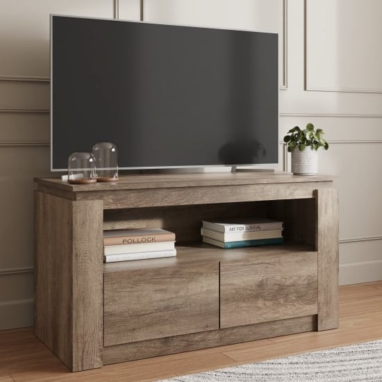 Product photograph of Camerton Wooden Tv Stand With 2 Drawers In Oak from Furniture in Fashion